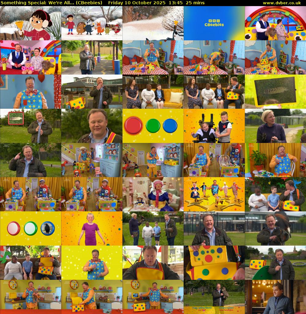 Something Special: We're All... (CBeebies) Friday 10 October 2025 13:45 - 14:10