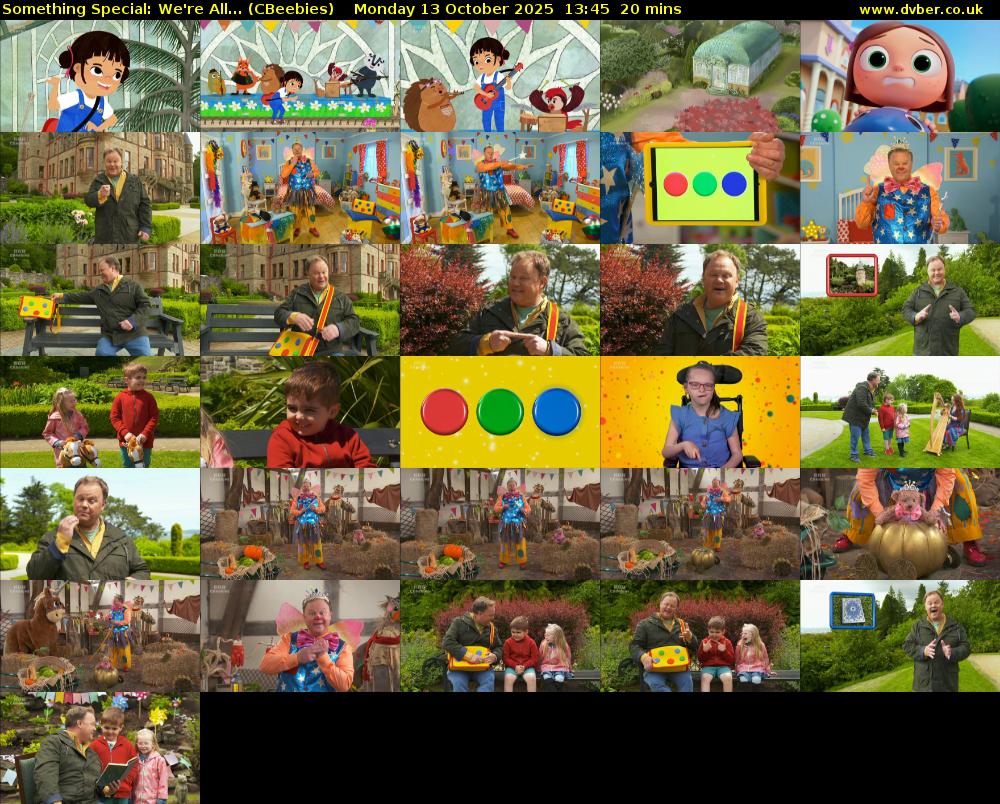 Something Special: We're All... (CBeebies) Monday 13 October 2025 13:45 - 14:05