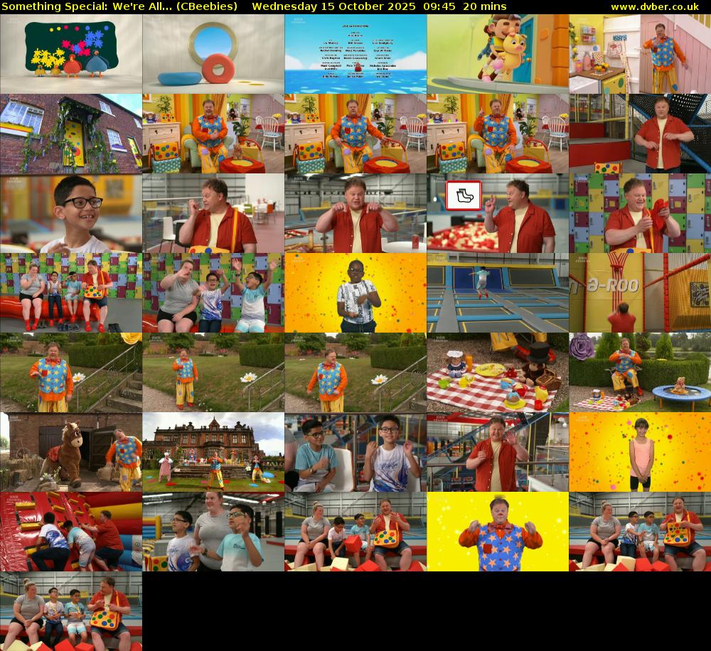 Something Special: We're All... (CBeebies) Wednesday 15 October 2025 09:45 - 10:05