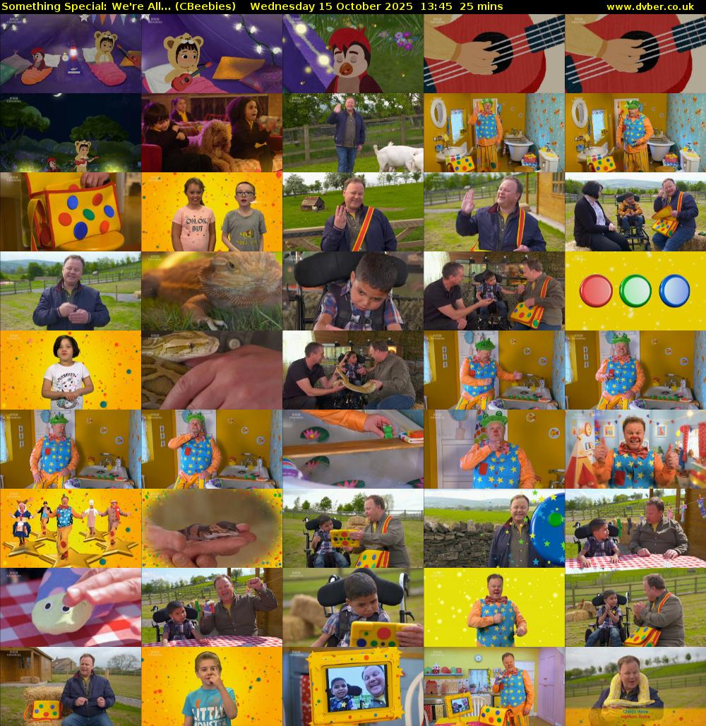 Something Special: We're All... (CBeebies) Wednesday 15 October 2025 13:45 - 14:10