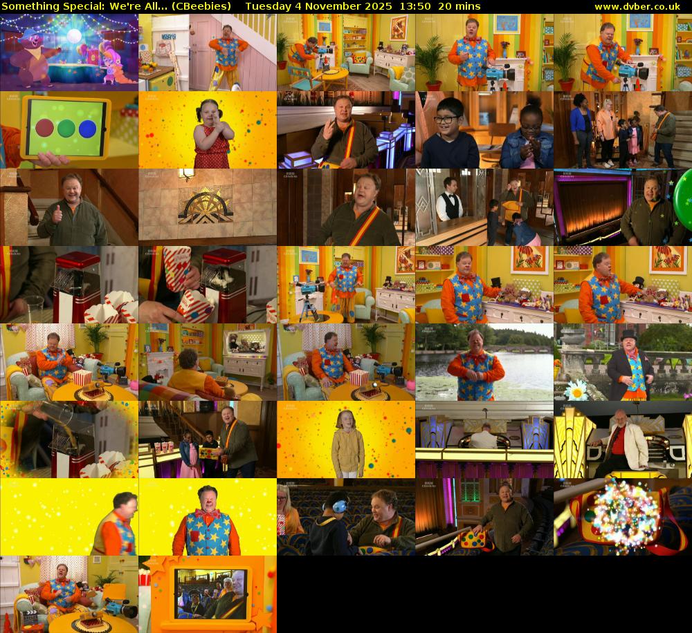 Something Special: We're All... (CBeebies) Tuesday 4 November 2025 13:50 - 14:10