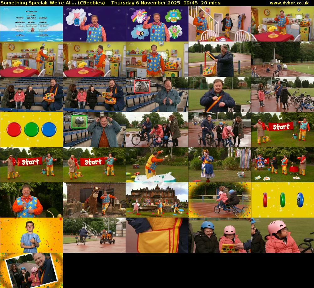 Something Special: We're All... (CBeebies) Thursday 6 November 2025 09:45 - 10:05