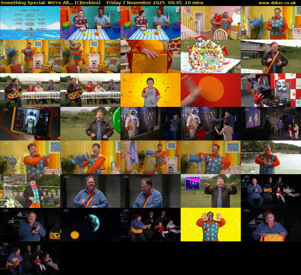 Something Special: We're All... (CBeebies) Friday 7 November 2025 09:45 - 10:05