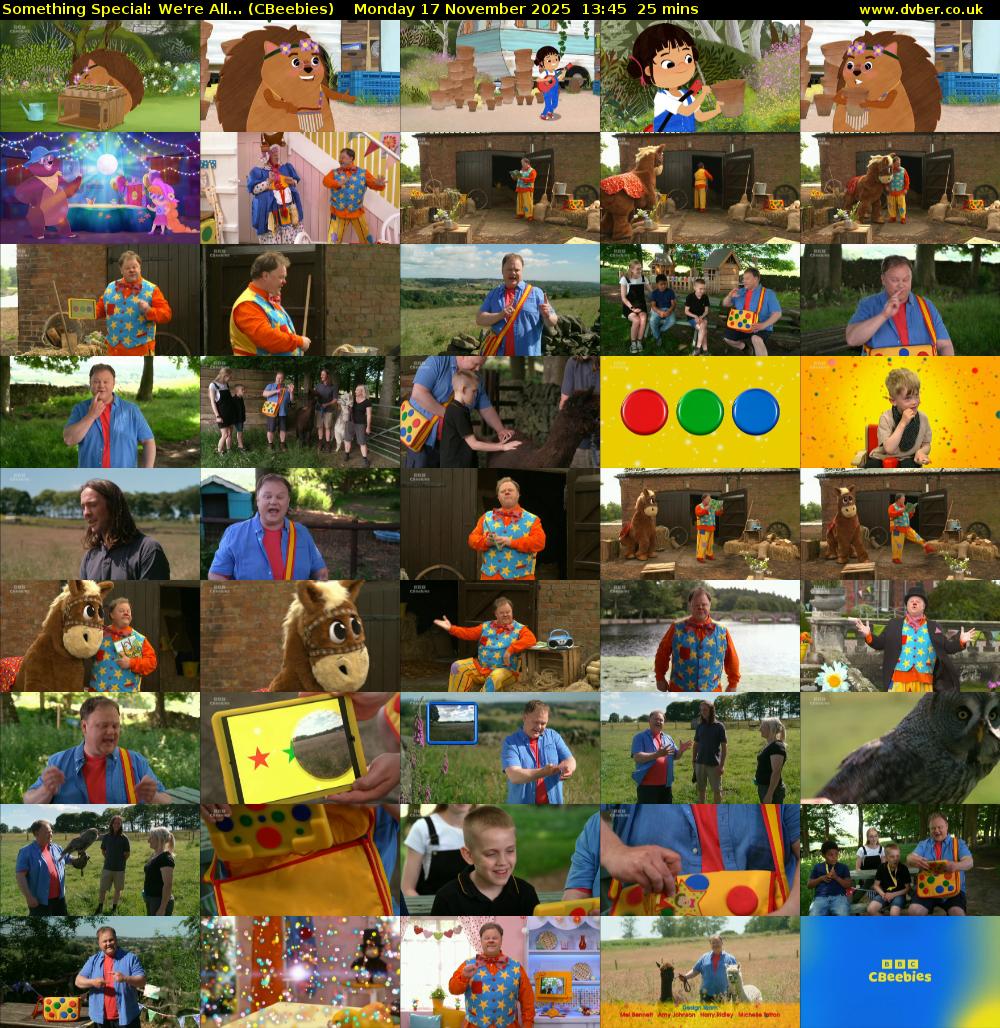 Something Special: We're All... (CBeebies) Monday 17 November 2025 13:45 - 14:10