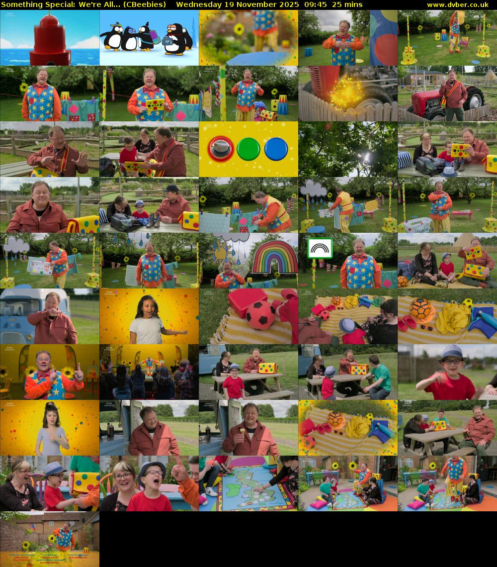 Something Special: We're All... (CBeebies) Wednesday 19 November 2025 09:45 - 10:10