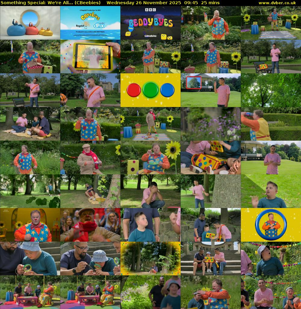 Something Special: We're All... (CBeebies) Wednesday 26 November 2025 09:45 - 10:10