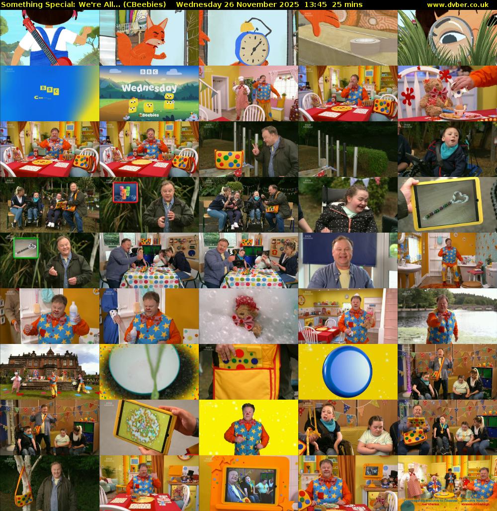 Something Special: We're All... (CBeebies) Wednesday 26 November 2025 13:45 - 14:10