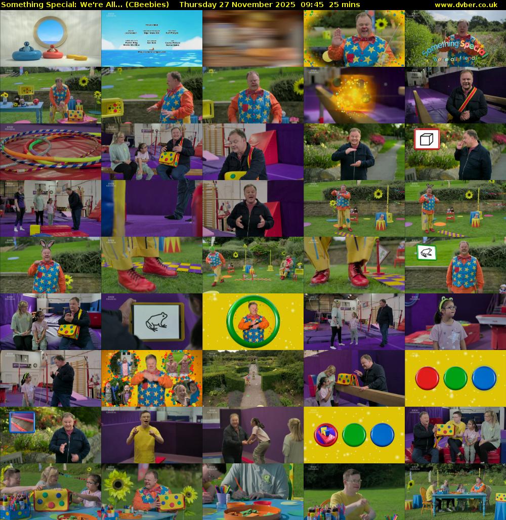 Something Special: We're All... (CBeebies) Thursday 27 November 2025 09:45 - 10:10