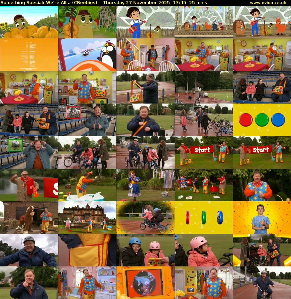Something Special: We're All... (CBeebies) Thursday 27 November 2025 13:45 - 14:10