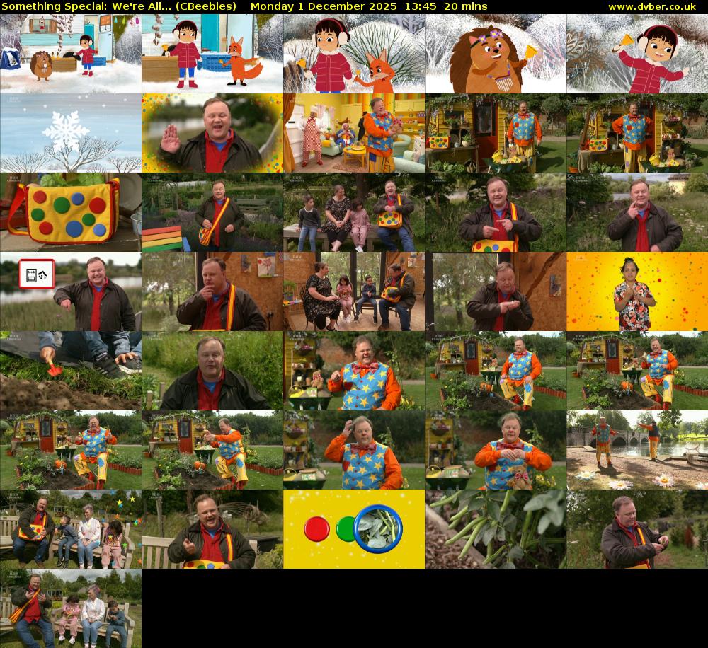 Something Special: We're All... (CBeebies) Monday 1 December 2025 13:45 - 14:05