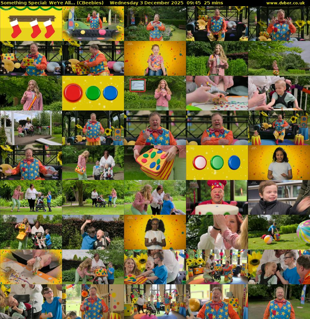 Something Special: We're All... (CBeebies) Wednesday 3 December 2025 09:45 - 10:10