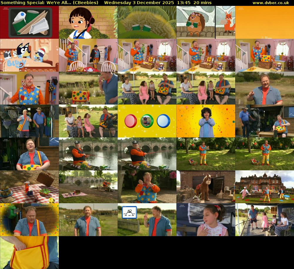 Something Special: We're All... (CBeebies) Wednesday 3 December 2025 13:45 - 14:05