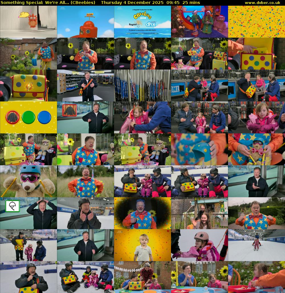 Something Special: We're All... (CBeebies) Thursday 4 December 2025 09:45 - 10:10