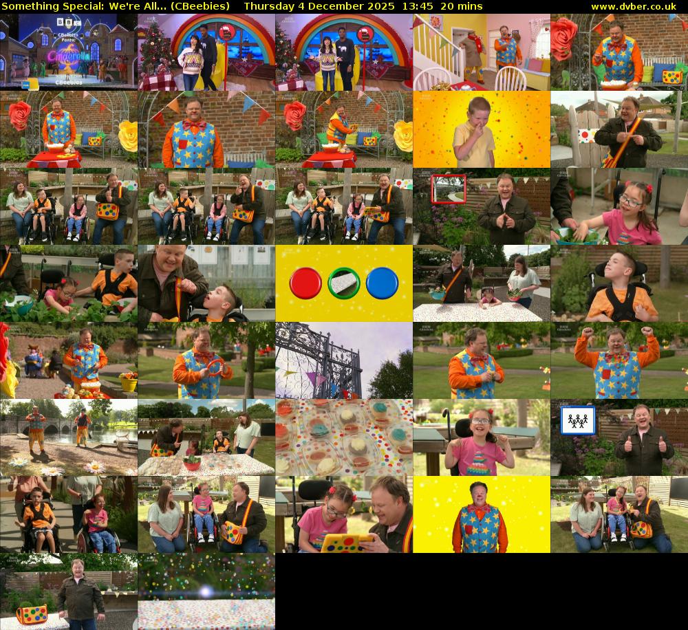 Something Special: We're All... (CBeebies) Thursday 4 December 2025 13:45 - 14:05