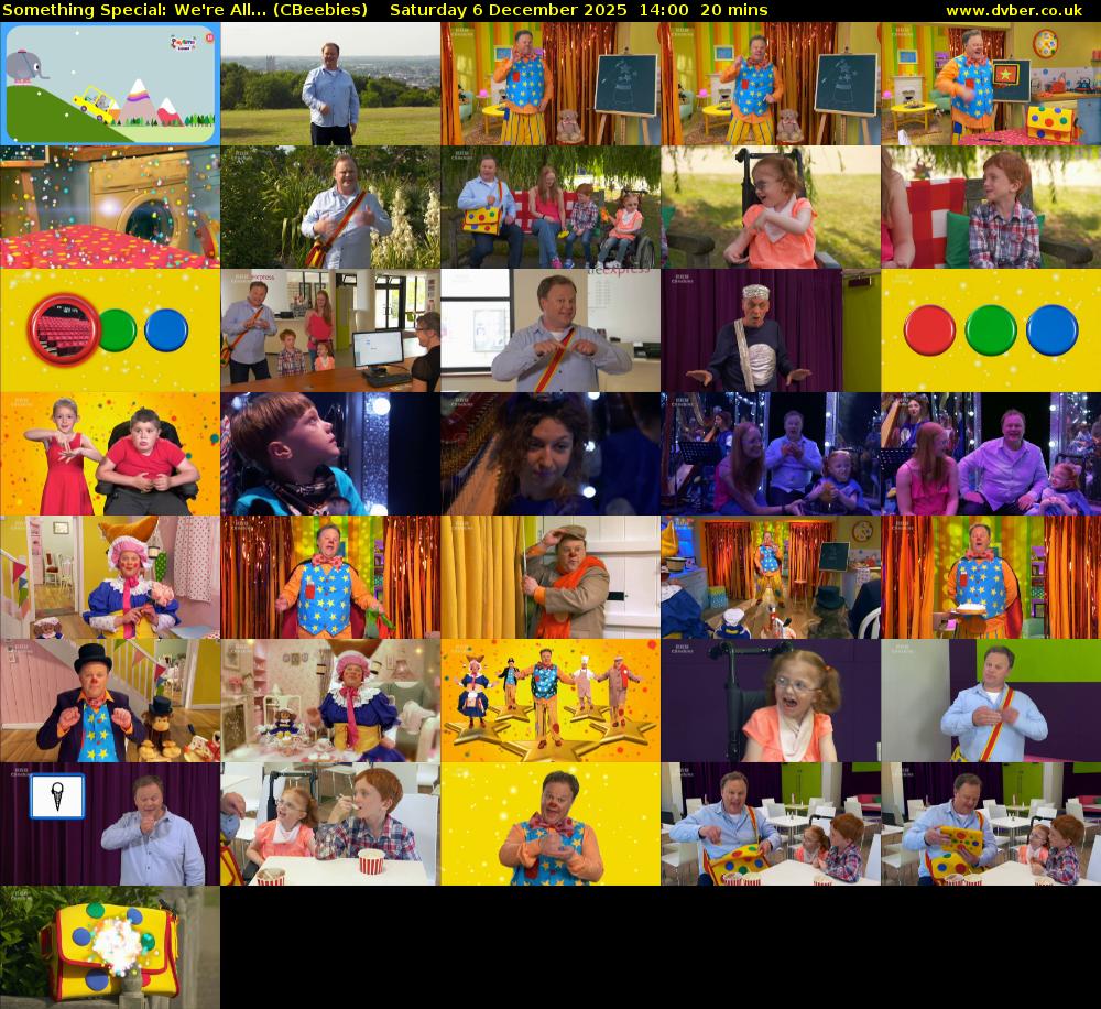 Something Special: We're All... (CBeebies) Saturday 6 December 2025 14:00 - 14:20