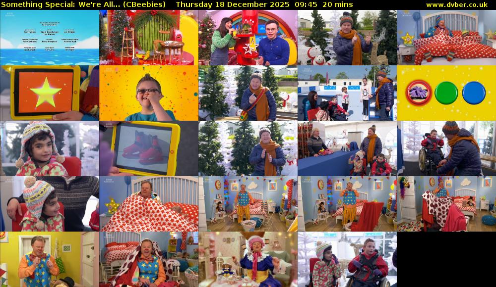 Something Special: We're All... (CBeebies) Thursday 18 December 2025 09:45 - 10:05