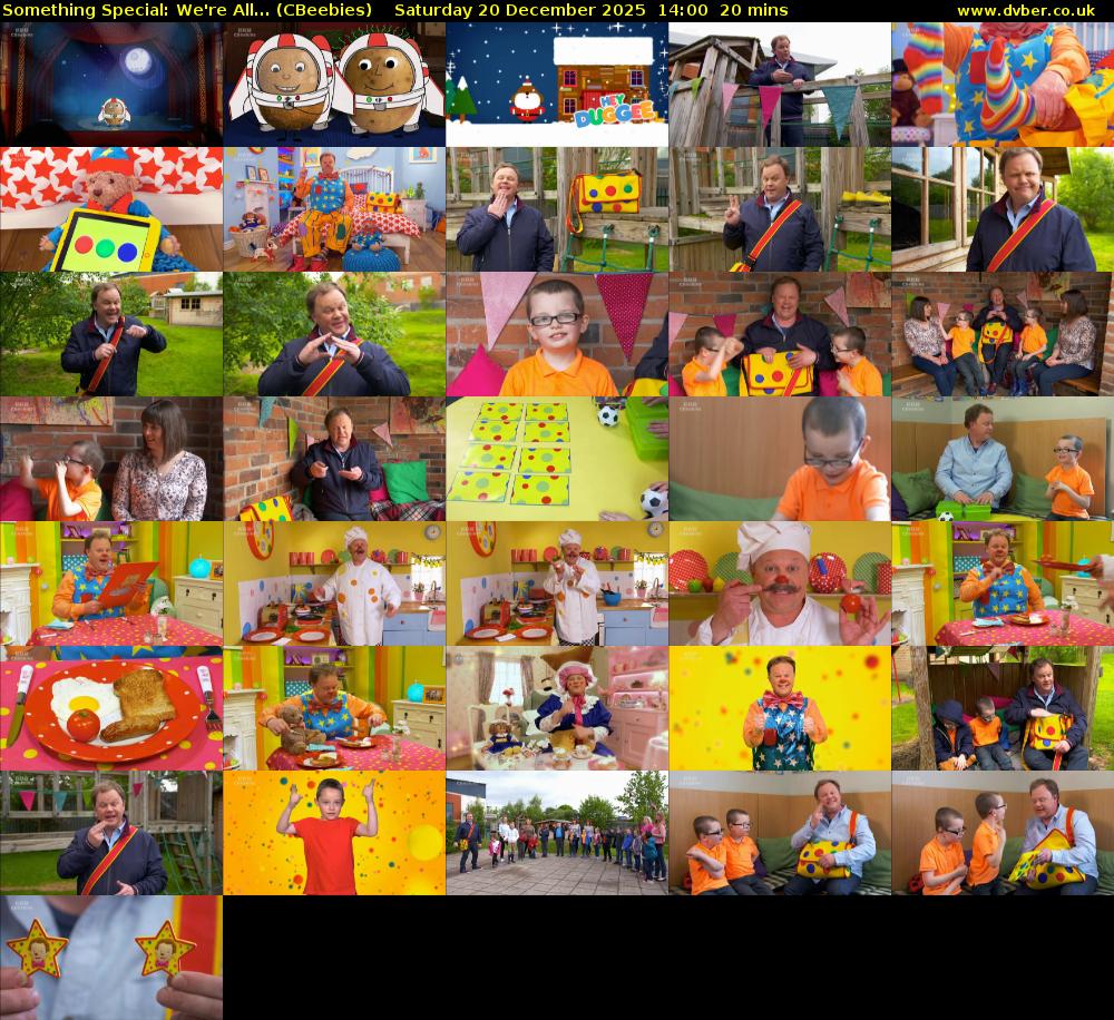 Something Special: We're All... (CBeebies) Saturday 20 December 2025 14:00 - 14:20