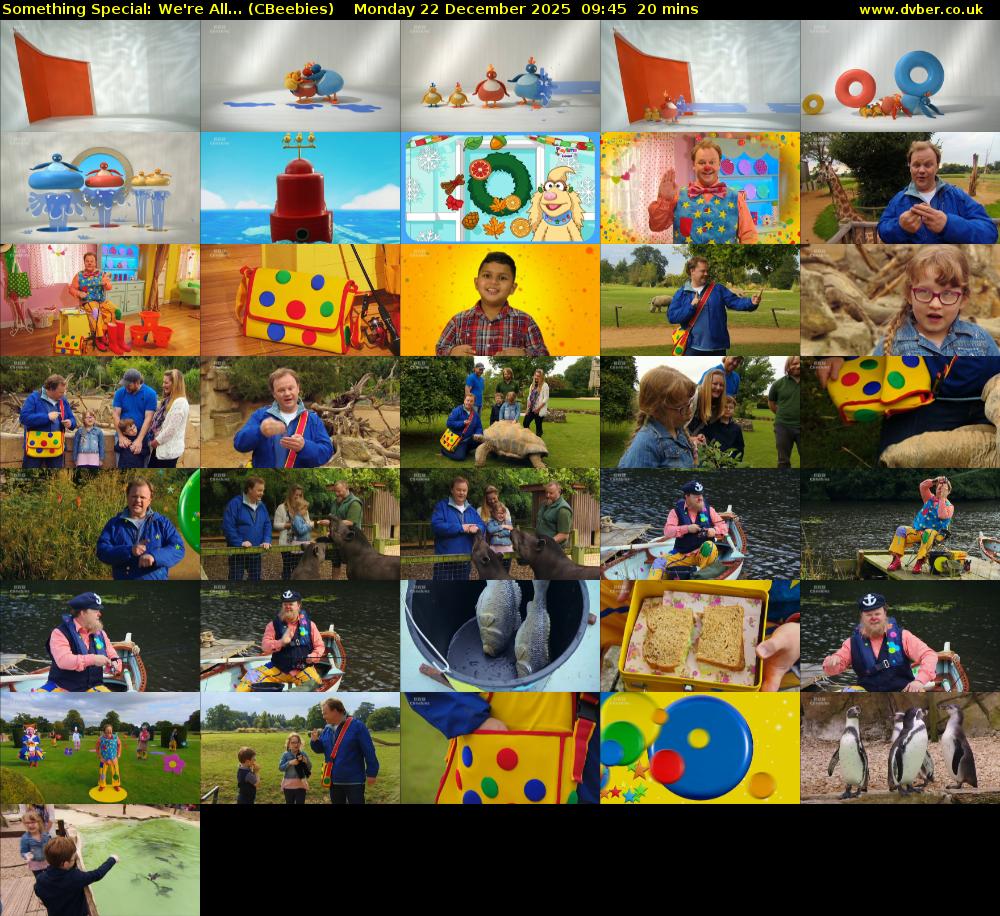 Something Special: We're All... (CBeebies) Monday 22 December 2025 09:45 - 10:05