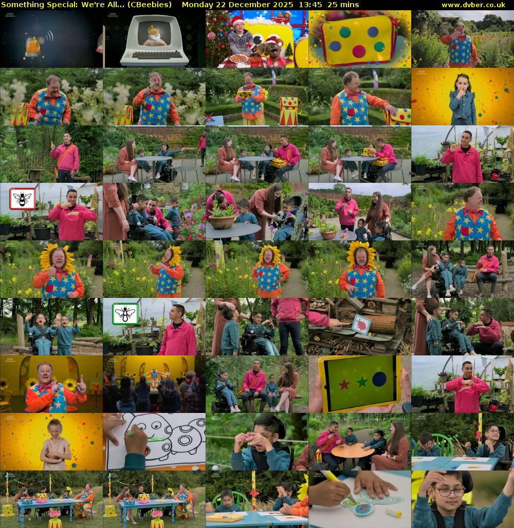 Something Special: We're All... (CBeebies) Monday 22 December 2025 13:45 - 14:10