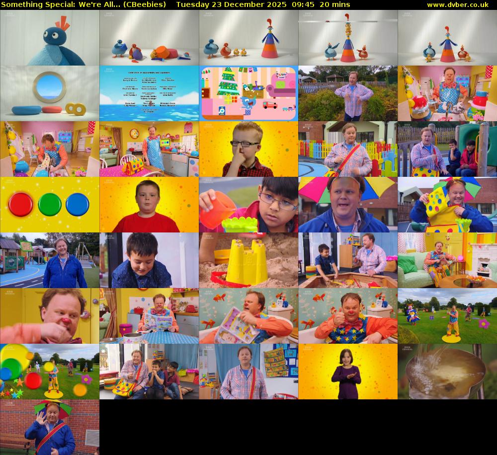 Something Special: We're All... (CBeebies) Tuesday 23 December 2025 09:45 - 10:05