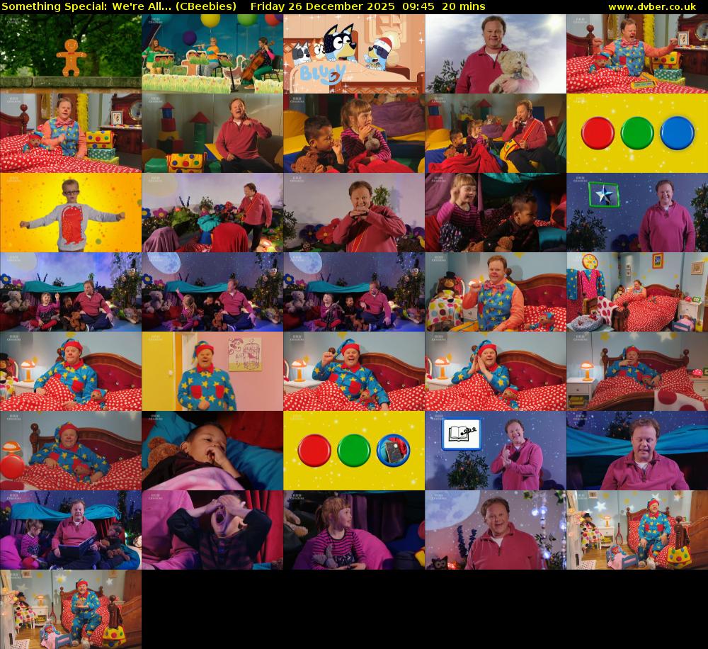 Something Special: We're All... (CBeebies) Friday 26 December 2025 09:45 - 10:05