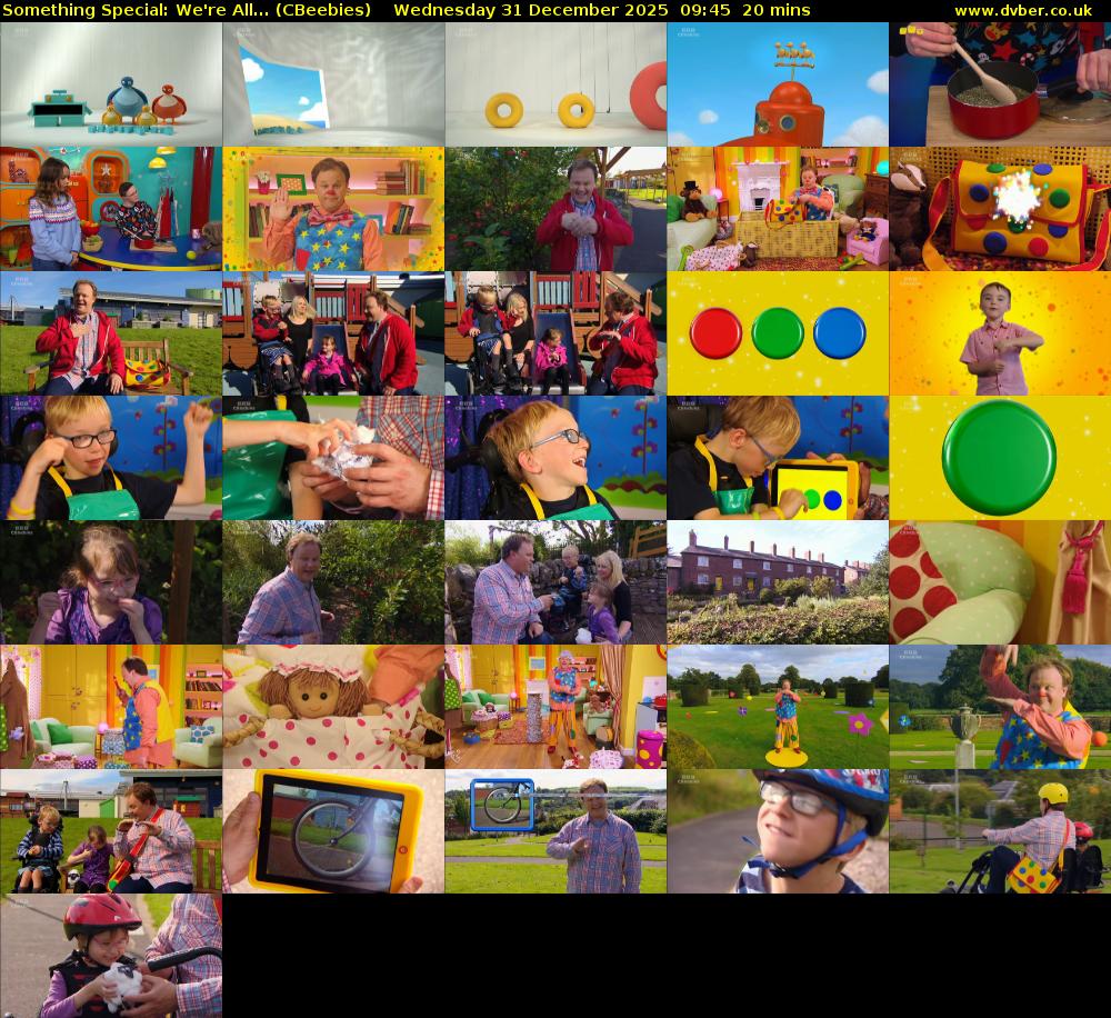 Something Special: We're All... (CBeebies) Wednesday 31 December 2025 09:45 - 10:05