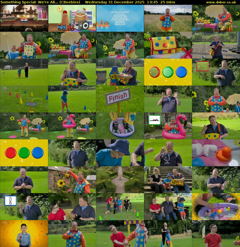 Something Special: We're All... (CBeebies) Wednesday 31 December 2025 13:45 - 14:10
