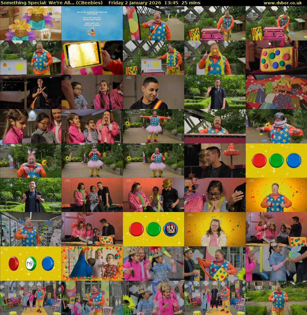 Something Special: We're All... (CBeebies) Friday 2 January 2026 13:45 - 14:10