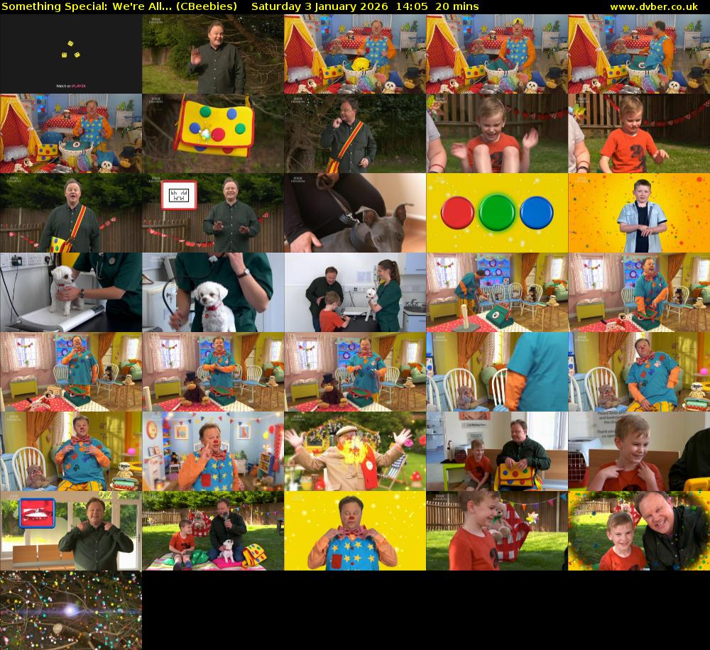 Something Special: We're All... (CBeebies) Saturday 3 January 2026 14:05 - 14:25