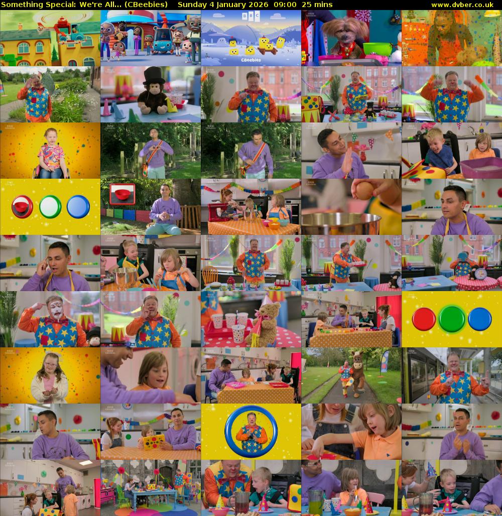 Something Special: We're All... (CBeebies) Sunday 4 January 2026 09:00 - 09:25