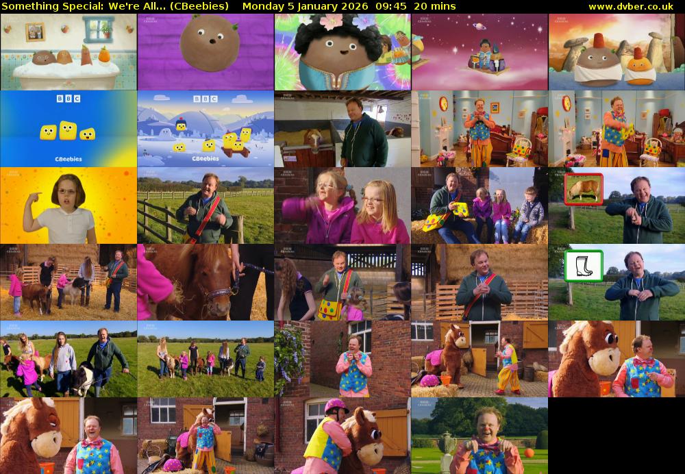 Something Special: We're All... (CBeebies) Monday 5 January 2026 09:45 - 10:05