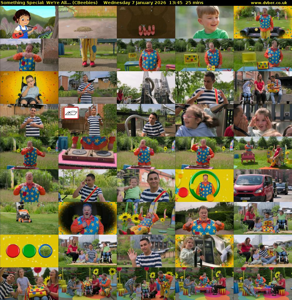 Something Special: We're All... (CBeebies) Wednesday 7 January 2026 13:45 - 14:10