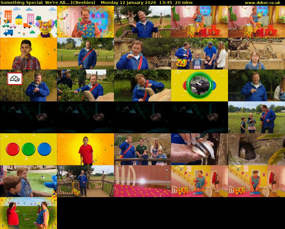Something Special: We're All... (CBeebies) Monday 12 January 2026 13:45 - 14:05
