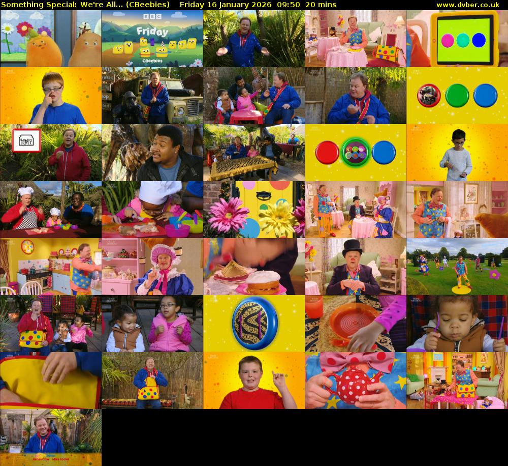 Something Special: We're All... (CBeebies) Friday 16 January 2026 09:50 - 10:10