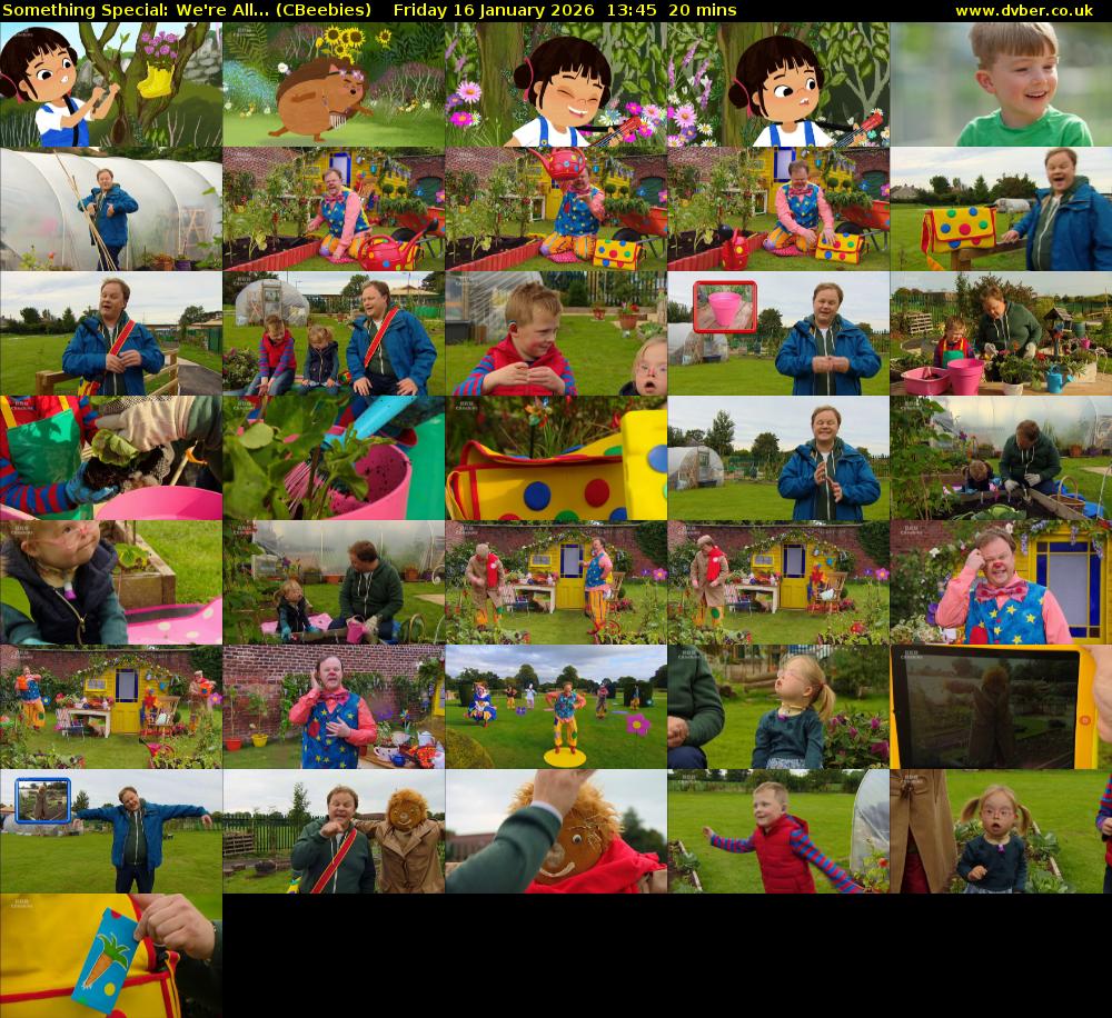 Something Special: We're All... (CBeebies) Friday 16 January 2026 13:45 - 14:05