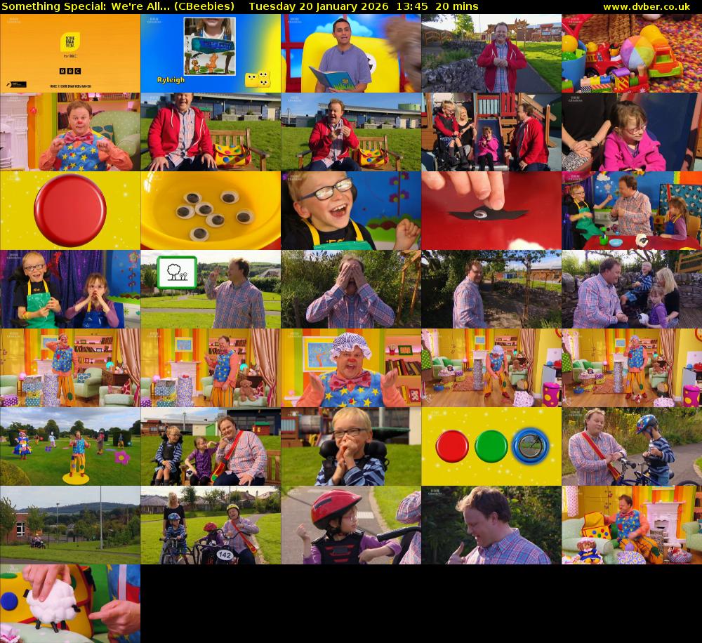Something Special: We're All... (CBeebies) Tuesday 20 January 2026 13:45 - 14:05