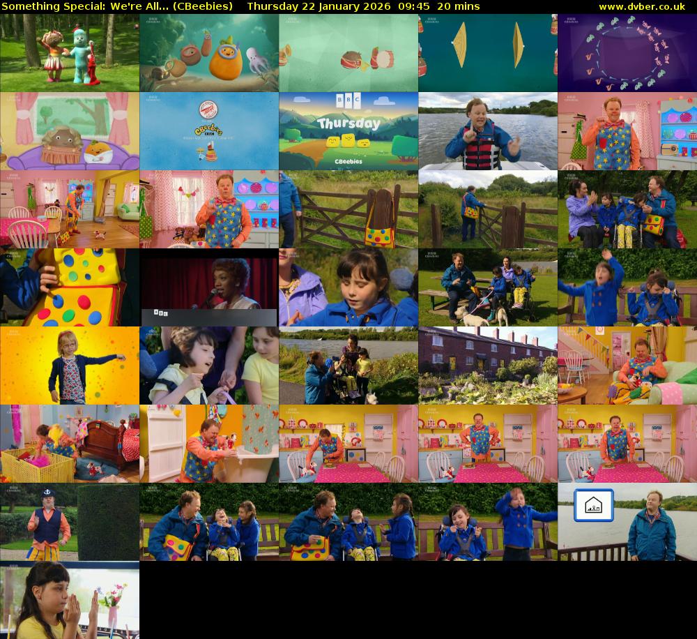 Something Special: We're All... (CBeebies) Thursday 22 January 2026 09:45 - 10:05
