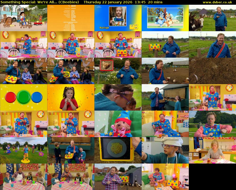Something Special: We're All... (CBeebies) Thursday 22 January 2026 13:45 - 14:05