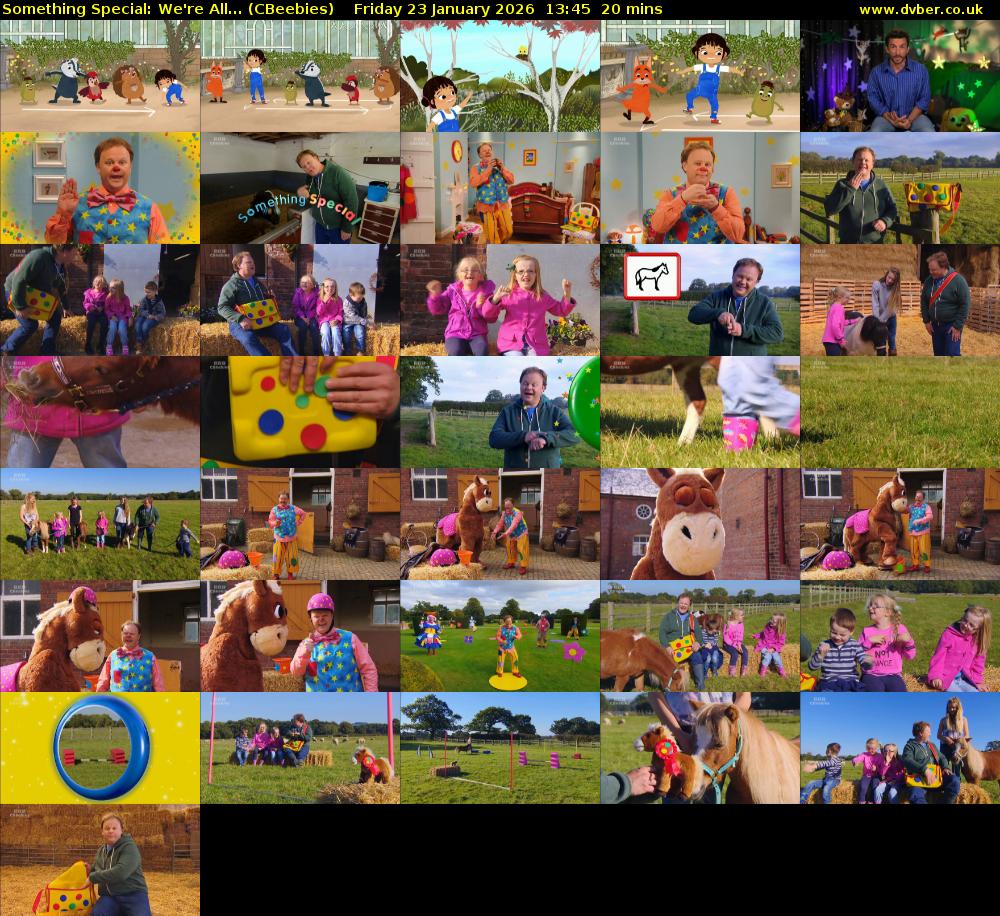 Something Special: We're All... (CBeebies) Friday 23 January 2026 13:45 - 14:05