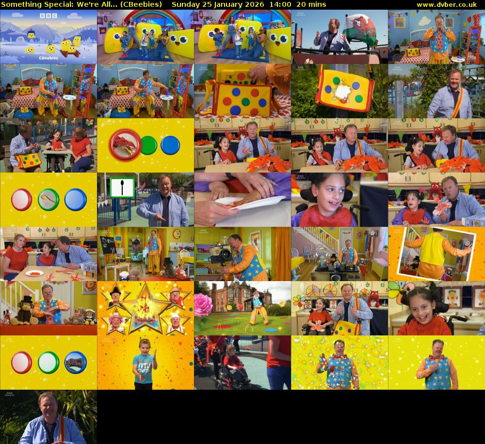 Something Special: We're All... (CBeebies) Sunday 25 January 2026 14:00 - 14:20