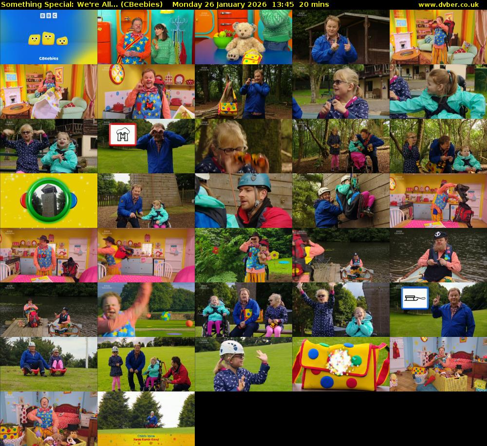 Something Special: We're All... (CBeebies) Monday 26 January 2026 13:45 - 14:05