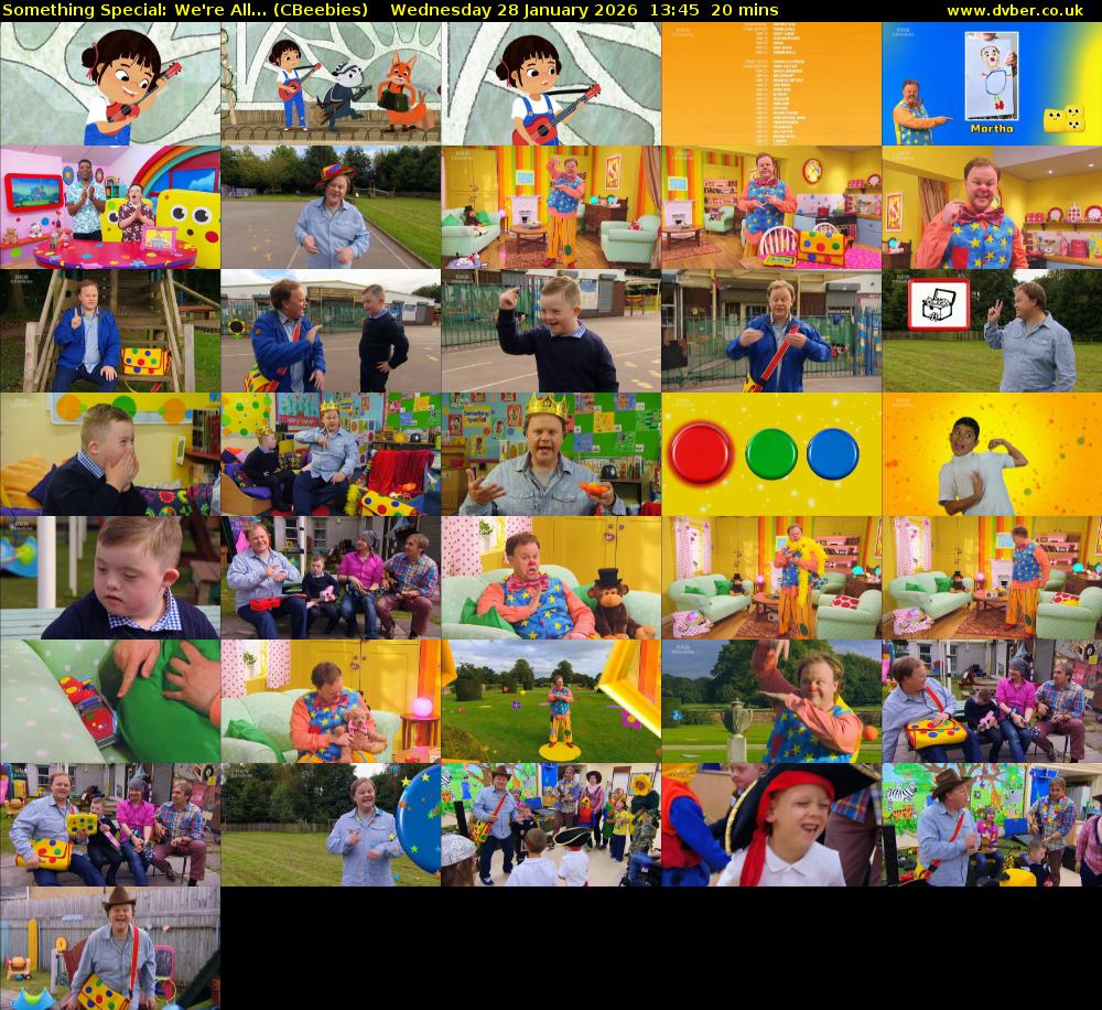 Something Special: We're All... (CBeebies) Wednesday 28 January 2026 13:45 - 14:05