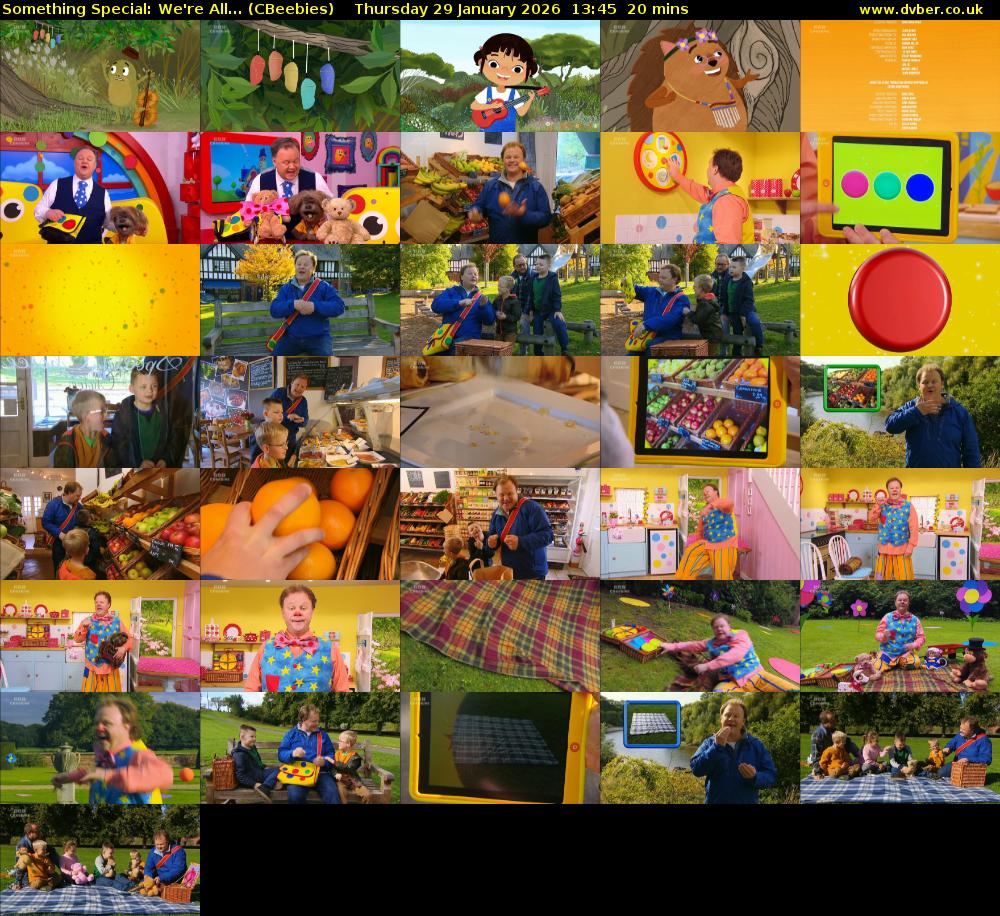 Something Special: We're All... (CBeebies) Thursday 29 January 2026 13:45 - 14:05