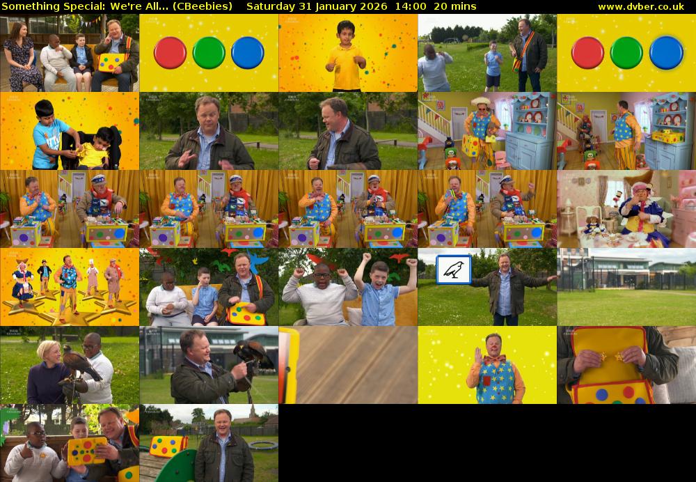 Something Special: We're All... (CBeebies) Saturday 31 January 2026 14:00 - 14:20
