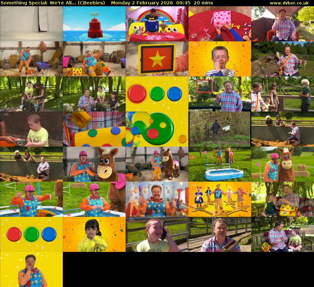 Something Special: We're All... (CBeebies) Monday 2 February 2026 09:45 - 10:05