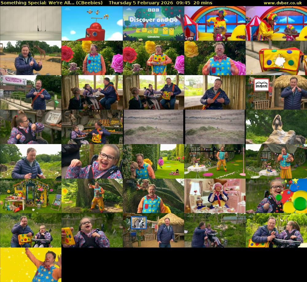 Something Special: We're All... (CBeebies) Thursday 5 February 2026 09:45 - 10:05