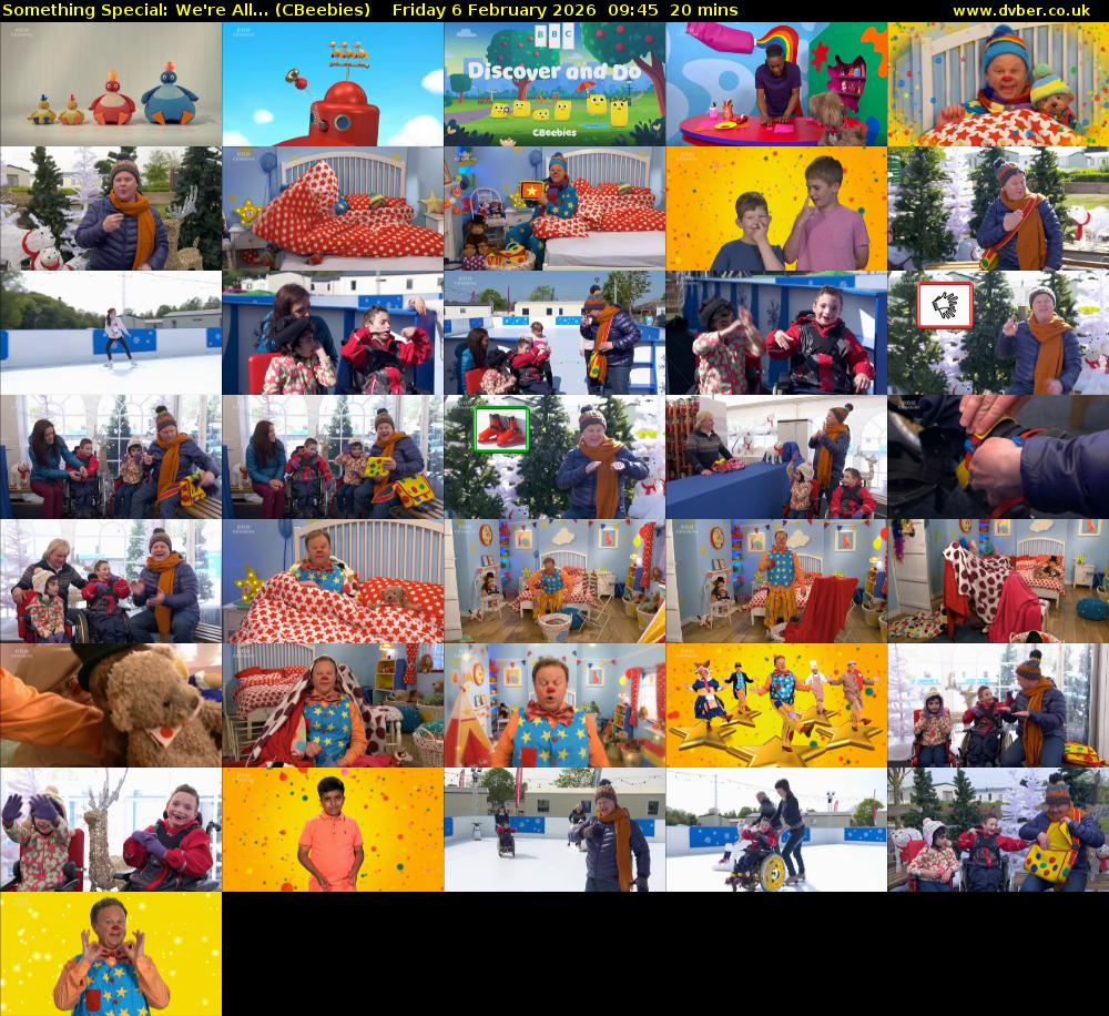 Something Special: We're All... (CBeebies) Friday 6 February 2026 09:45 - 10:05