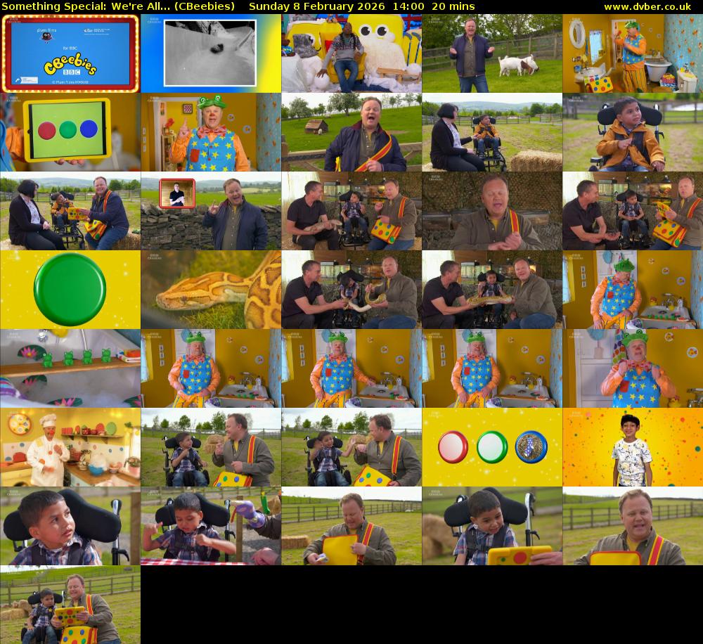 Something Special: We're All... (CBeebies) Sunday 8 February 2026 14:00 - 14:20