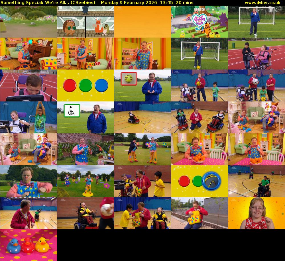 Something Special: We're All... (CBeebies) Monday 9 February 2026 13:45 - 14:05