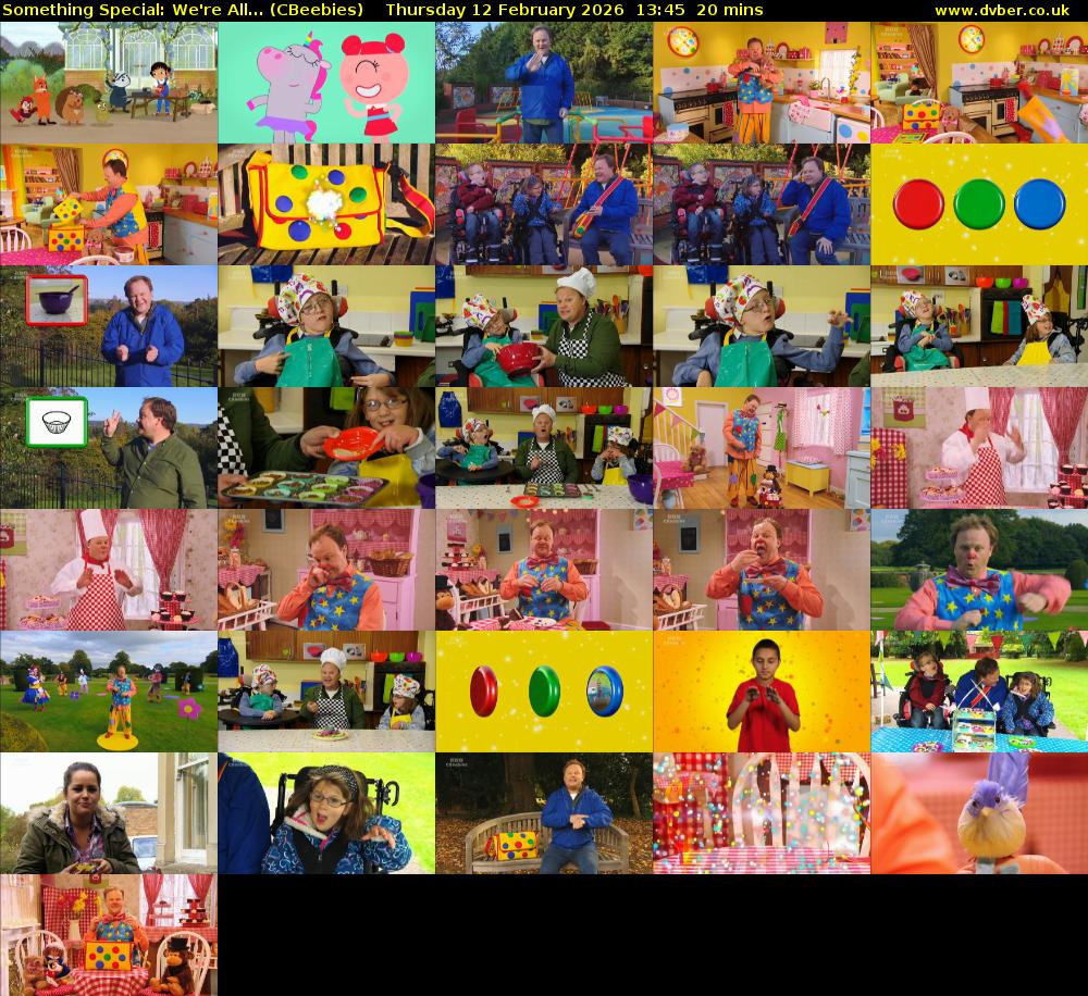 Something Special: We're All... (CBeebies) Thursday 12 February 2026 13:45 - 14:05